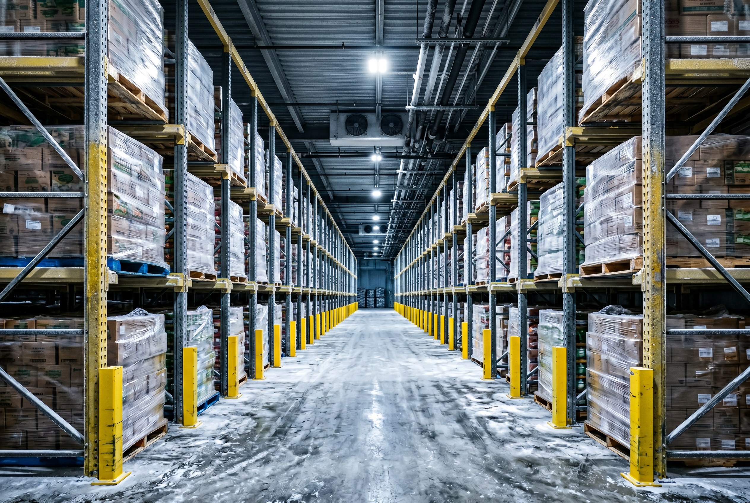 Drive-in pallet rack system in a Washington DC area cold storage warehouse